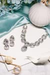 Shop Ishhaara Silver Plated Stones Kundan Embellished Necklace Set at Aza Fashions Shop_Ishhaara_Silver Plated Stones Kundan Embellished Necklace Set _at_Aza_Fashions