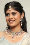 Buy Ishhaara Multi Color Stones Contrast Kundan Embellished Necklace Set With Maangtikka at Aza Fashions Buy_Ishhaara_Multi Color Stones Contrast Kundan Embellished Necklace Set With Maangtikka _at_Aza_Fashions