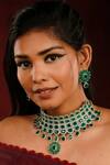 Buy Ishhaara Green Stones Carved Floral Embellished Choker Necklace Set at Aza Fashions Buy_Ishhaara_Green Stones Carved Floral Embellished Choker Necklace Set _at_Aza_Fashions