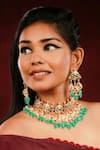 Buy Ishhaara Multi Color Stones Handcrafted Embellished Necklace Set With Maangtikka at Aza Fashions Buy_Ishhaara_Multi Color Stones Handcrafted Embellished Necklace Set With Maangtikka _at_Aza_Fashions