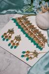 Shop Ishhaara Multi Color Stones Handcrafted Embellished Necklace Set With Maangtikka at Aza Fashions Shop_Ishhaara_Multi Color Stones Handcrafted Embellished Necklace Set With Maangtikka _at_Aza_Fashions