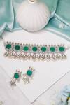 Shop Ishhaara Green Beads Kundan Stone Embellished Choker Set at Aza Fashions Shop_Ishhaara_Green Beads Kundan Stone Embellished Choker Set _at_Aza_Fashions