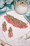 Shop Ishhaara Pink Beads, Stones Abstract Embellished Choker Necklace Set at Aza Fashions Shop_Ishhaara_Pink Beads, Stones Abstract Embellished Choker Necklace Set _at_Aza_Fashions