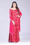 Buy Krisha Sunny Ramani Fuchsia Georgette, Net Sequins, Cut Work, Botanical Print Kurta Sharara Set at Aza Fashions Buy_Krisha Sunny Ramani_Fuchsia Georgette, Net Sequins, Cut Work, Botanical Print Kurta Sharara Set _at_Aza_Fashions