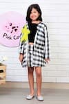 Buy_Pinkcow Designs Pvt Ltd_Black Velvet, Chanderi Fabric Flowers, Mini Me Checkered Jacket And Skirt Set _at_Aza_Fashions