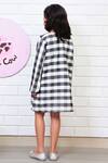 Shop_Pinkcow Designs Pvt Ltd_Black Velvet, Chanderi Fabric Flowers, Mini Me Checkered Jacket And Skirt Set _at_Aza_Fashions