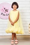 Buy_Pinkcow designs pvt ltd_Yellow Tulle, Neoprene, Crepe Sheer Layered Dress _at_Aza_Fashions