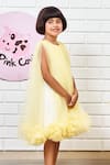 Buy_Pinkcow designs pvt ltd_Yellow Tulle, Neoprene, Crepe Sheer Layered Dress _Online_at_Aza_Fashions