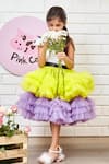 Shop_Pinkcow designs pvt ltd_White Tulle, Neoprene, Cotton Sequins One Shoulder Ruffled Layered Dress _Online_at_Aza_Fashions