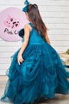 Shop_Pinkcow designs pvt ltd_Blue Taffeta Solid Flared One-shoulder Gown For Girls_at_Aza_Fashions