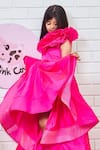 Buy_Pinkcow designs pvt ltd_Pink Taffeta Solid Silk Frilled One-shoulder Gown _Online_at_Aza_Fashions