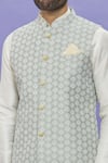 Shop_Aryavir Malhotra_Cream Bundi Work On Art Silk Embroidery Geometric And Kurta Set _Online_at_Aza_Fashions