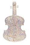 Buy_House Of Bling_Silver Embellished Stones Studded Guitar Shaped Clutch _at_Aza_Fashions