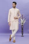 Buy_Aryavir Malhotra_Cream Bundi Thread Work On Art Silk Embroidery Floral Motifs And Kurta Set _Online_at_Aza_Fashions