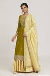 Buy_PUNIT BALANA_Green Embroidered Floral Work Round Kurta Gharara Set _Online_at_Aza_Fashions