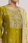 Shop_PUNIT BALANA_Green Embroidered Floral Work Round Kurta Gharara Set _Online_at_Aza_Fashions