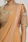 Shop_Nidhika Shekhar_Yellow Embroidered Round Pre-draped Saree With Blouse _Online_at_Aza_Fashions