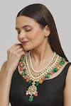 Prerto_Multi Color Layered Kundan And Bead Drop Necklace _Online_at_Aza_Fashions