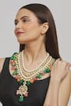 Buy_Prerto_Multi Color Layered Kundan And Bead Drop Necklace _Online_at_Aza_Fashions