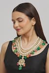 Shop_Prerto_Multi Color Layered Kundan And Bead Drop Necklace _Online_at_Aza_Fashions