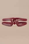 Shop_AMPM_Wine Faux Leather Corded Hollow Belt _at_Aza_Fashions