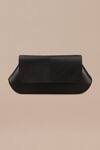 Ampm_Black Azra Corded Flap Clutch_at_Aza_Fashions