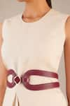 Buy_AMPM_Wine Faux Leather Corded Hollow Belt _at_Aza_Fashions