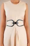 Buy_Ampm_Black Brooches Iyad Faux Leather Cutwork Belt _at_Aza_Fashions