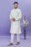 Buy_Arihant Rai Sinha_Blue Bundi Jacquard Banarasi Silk Floral Pattern And Kurta Set _Online_at_Aza_Fashions