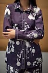 AMKA_Black Cotton Printed Floral Spread Collar Fullmoon Shirt _Online_at_Aza_Fashions