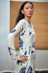 AMKA_Ivory Pure Silk Printed And Embroidered Wildflower Round Neck Fiona Kurta _at_Aza_Fashions