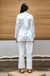 Shop_AMKA_White Cotton Hand Embroidered Bead And Thread Work Unicorn Cut Shirt & Pant Set_at_Aza_Fashions