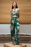 Buy_AMKA_Green Cotton Printed Floral Bracia Pant _at_Aza_Fashions