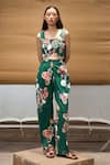 AMKA_Green Cotton Printed Floral Bracia Pant _Online_at_Aza_Fashions