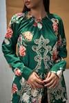 AMKA_Green Cotton Printed And Embroidered Floral & Thread Baltimore Cut Top_Online_at_Aza_Fashions