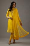 Buy_Balance By Rohit Bal_Yellow Chanderi Silk, Cotton, Chiffon Embroidery Mandarin Collar Hand Kurta Set _at_Aza_Fashions