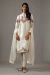 Buy_Balance by Rohit Bal_Ivory Chanderi Silk, Cotton Embroidery Mandarin Collar Floral Hand Kurta Set _at_Aza_Fashions