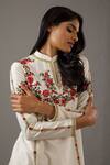 Balance by Rohit Bal_Ivory Chanderi Silk, Cotton Embroidery Mandarin Collar Floral Hand Kurta Set _at_Aza_Fashions