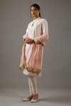 Buy_Balance by Rohit Bal_Pink Chanderi Silk Hand Embroidered Floral Mandarin Collar Kurta Set _at_Aza_Fashions