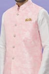 Shop_Aryavir Malhotra_Pink Bundi Jacquard Banarasi Silk Floral Pattern Sleeveless And Kurta Set _Online_at_Aza_Fashions