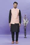 Arihant Rai Sinha_Pink Jacquard, Silk Embroidery Geometric Floral Pattern Bundi _Online_at_Aza_Fashions