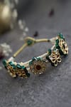 Shop_Paisley Pop_Green Kundan Floral Shaped Bracelet _at_Aza_Fashions