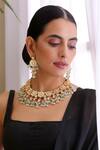 Buy_Swabhimann_Gold Plated Diamonds, Stones Floral Kundan Polki Choker Set _at_Aza_Fashions