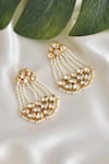 Shop_Swabhimann_Gold Plated Pearls, Piping Embellished Earrings _at_Aza_Fashions