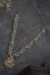 Shop_Paisley Pop_Gold Plated Pearl Kundan Mathapatti _at_Aza_Fashions