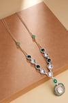 Shop_Joules by Radhika_Green Polkis Pendant Necklace _at_Aza_Fashions