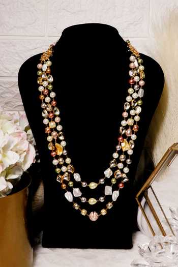 Ishhaara_Multi Color Layered Beaded Necklace _Online_at_Aza_Fashions
