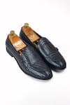 Buy_Domani_Black The Checkered Woven Monk Shoes _at_Aza_Fashions