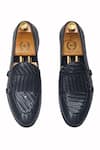 Domani_Black The Checkered Woven Monk Shoes _Online_at_Aza_Fashions