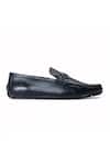 Domani Black Grained Leather Buckle Slip-ons Online at Aza Fashions Domani_Black Grained Leather Buckle Slip-ons _Online_at_Aza_Fashions
